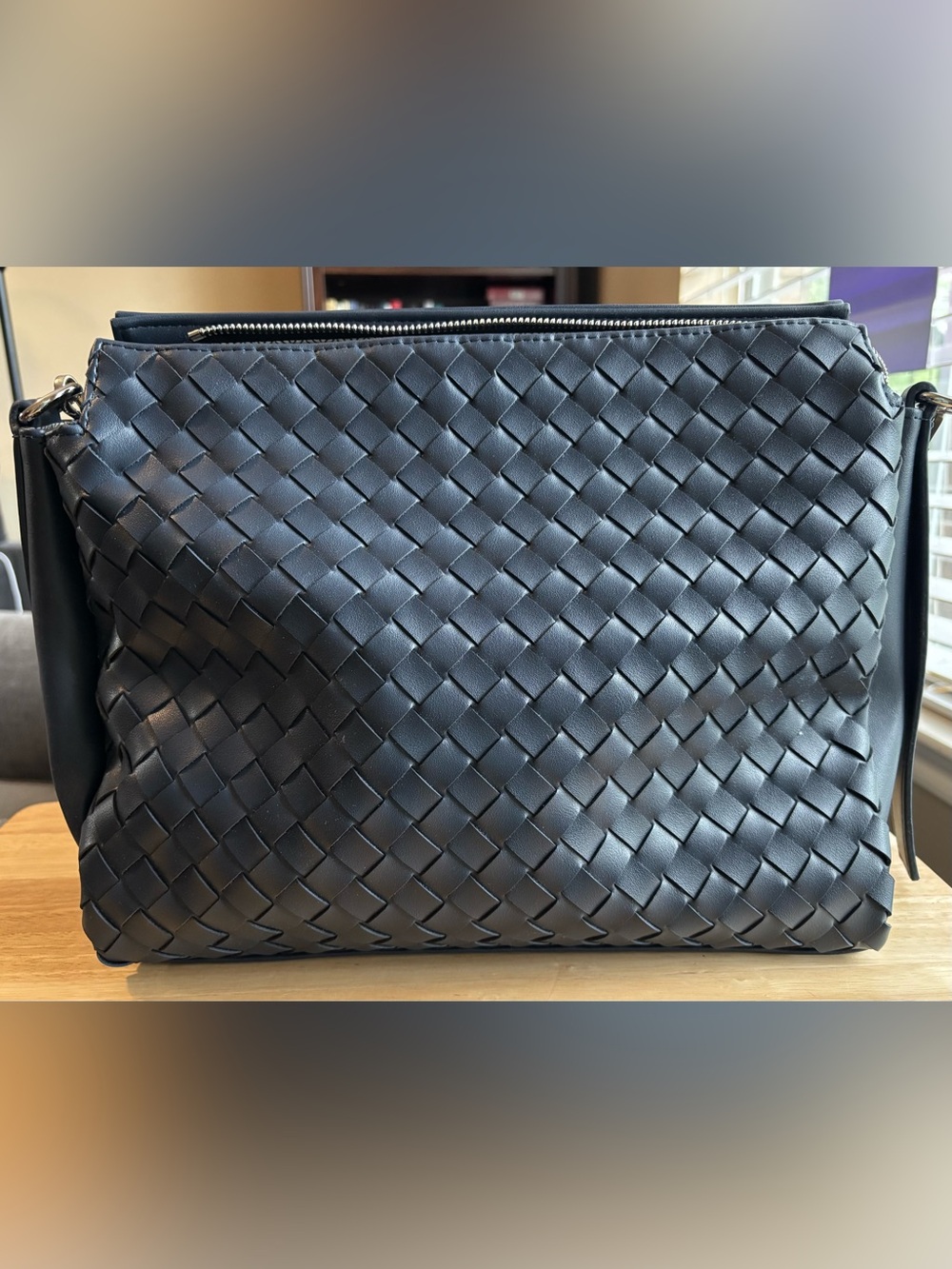 STITCH FIX โ Urban Expressions Navy Blue Shoulder Bag with Herringbone Lining